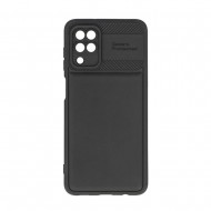 Funda De Gel De Silicona Samsung Galaxy A12 Negra Con Protector De Cámara