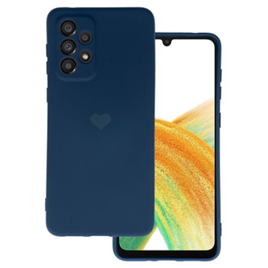 Capa Silicone Gel Samsung Galaxy A33 5g Azul Heart Com Protetor De Câmera