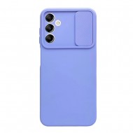Capa Silicone Gel Samsung Galaxy A14 4g/5g Azul Claro Com Protetor De Câmera E Janela Deslizante