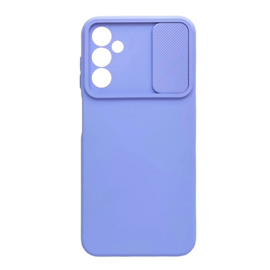 Funda De Gel De Silicona Samsung Galaxy A14 4G/5G Azul Claro Con Protector De Cámara Y Ventana Deslizante