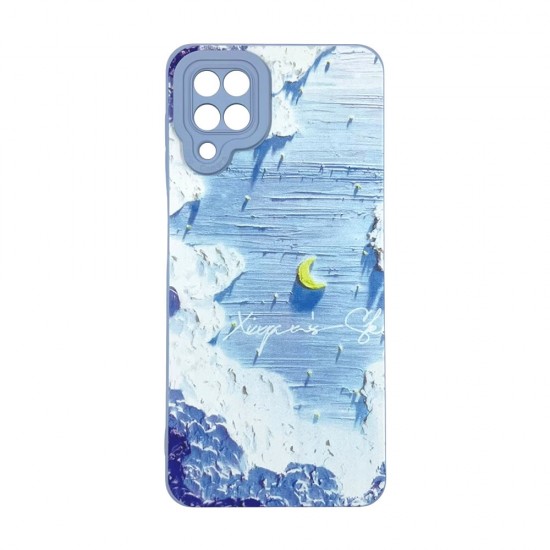 Capa Silicone Gel Samsung Galaxy A12 5g Azul Nuvens Com Protetor De Câmera