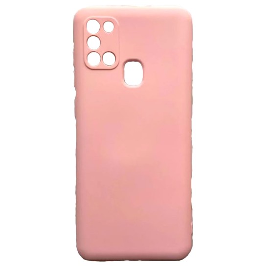 Funda De Gel De Silicona Samsung Galaxy A21S Rosa Con Protector De Cámara