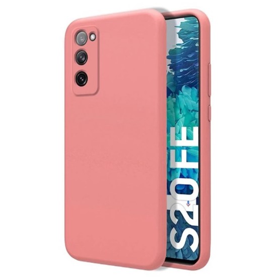 Funda De Silicona Robusta Samsung Galaxy S20 FE Rosa Con Protector De Cámara