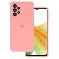 Funda De Gel De Silicona Samsung Galaxy A33 5G Rosa Corazon Con Protector De Cámara