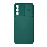 Capa Silicone Gel Samsung Galaxy A14 4g/5g Verde Escuro Com Protetor De Câmera E Janela Deslizante