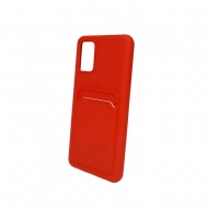 Samsung Galaxy A02S Red Silicone Gel Case Card Pocket