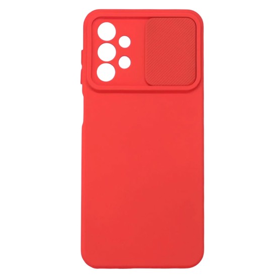 Capa Silicone Gel Samsung Galaxy A23 4g/5g Vermelho Com Protetor De Câmera E Janela Deslizante