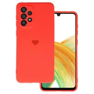 Funda De Gel De Silicona Samsung Galaxy A33 5G Roja Corazon Con Protector De Cámara