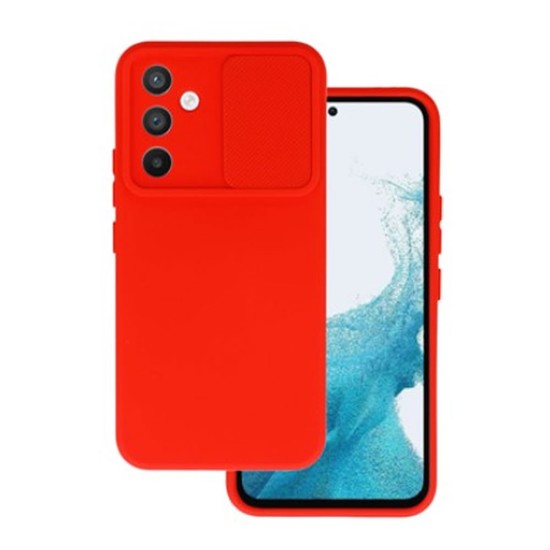 Funda De Gel De Silicona Samsung Galaxy A34 5G Roja Con Protector De Cámara Y Ventana Deslizante