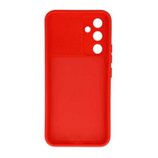 Funda De Gel De Silicona Samsung Galaxy A34 5G Roja Con Protector De Cámara Y Ventana Deslizante