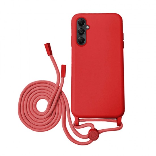 Capa Silicone Samsung Galaxy A55 5g Vermelho Robusta Com Corda