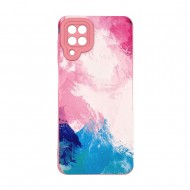 Capa Silicone Gel Samsung Galaxy A12 5g Rosa Abstrato Com Protetor De Câmera