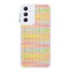 Funda De Gel De Silicona Samsung Galaxy A54 5G Tejido Tweed Blanca Con Protector De Cámara