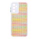 Funda De Gel De Silicona Samsung Galaxy A54 5G Tejido Tweed Blanca Con Protector De Cámara