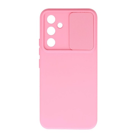 Capa Silicone Gel Samsung Galaxy A34 5g Rosa Com Protetor De Câmera E Janela Deslizante