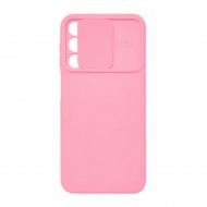 Funda De Gel De Silicona Samsung Galaxy A25 5G/A24 4G Rosa Claro Con Protector De Cámara Y Ventana Deslizante