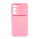 Funda De Gel De Silicona Samsung Galaxy S23 Rosa Claro Con Protector De Cámara Y Ventana Deslizante