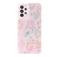 Funda De Silicona Dura Samsung Galaxy A13 4G/5G Blanco Corazones Con Protector De Cámara