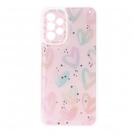 Funda De Silicona Dura Samsung Galaxy A13 4G/5G Blanco Corazones Con Protector De Cámara