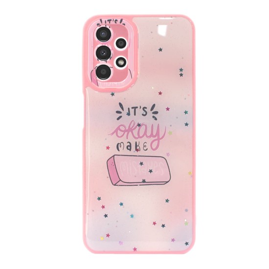 Funda De Silicona Dura Samsung Galaxy A13 4G/5G Rosa Mistakes Con Protector De Cámara