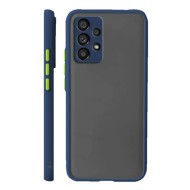 Funda De Gel De Silicona Bumper Samsung Galaxy A33 5G Con Azul Oscuro Protector De Cámara