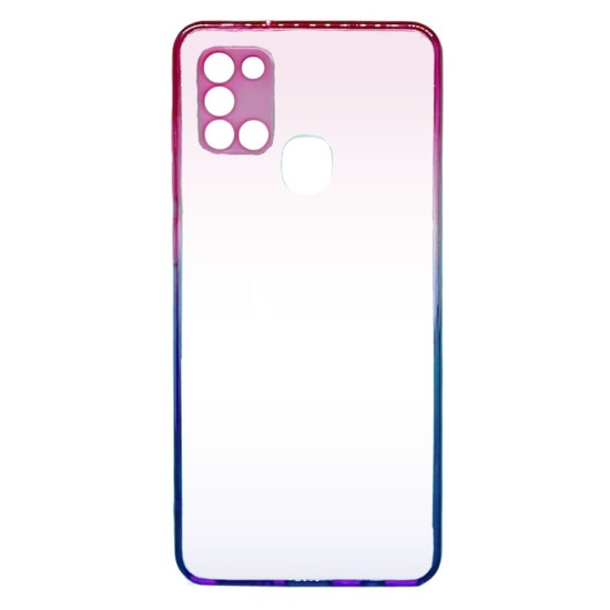 Funda De Gel De Silicona Bumper Samsung Galaxy A21s Rosa Gradiente Con Protector De Cámara