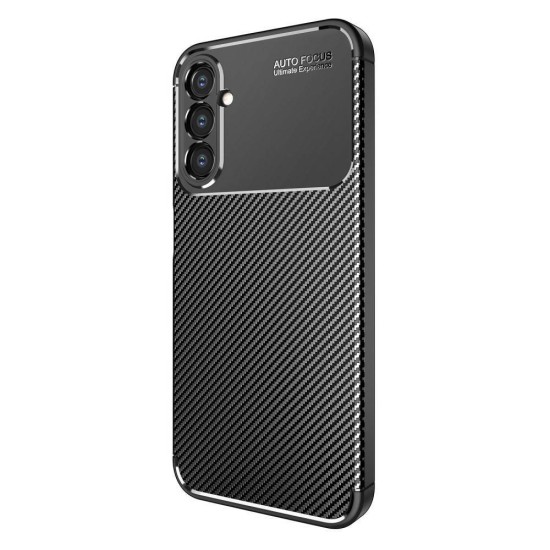 Samsung Galaxy A14 5G Black Auto Focus Vennus Carbon Silicone Gel Case With Camera Protector