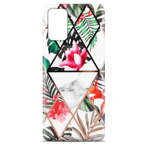 Silicone Gel Case With Design Samsung Galaxy A41 White Cosmo Flowers