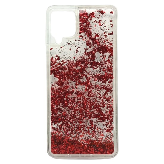 Capa Silicone Gel Liquido Glitter Samsung Galaxy A12/A125 Vermelho