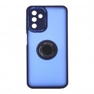 Samsung Galaxy A24 4G Blue Magnetic Ring TPU Silicone Case With Camera Protector