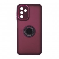 Samsung Galaxy A24 4G Purple Magnetic Ring TPU Silicone Case With Camera Protector