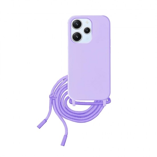 Funda De Silicona Xiaomi Redmi 12 Lila Con Cuerda