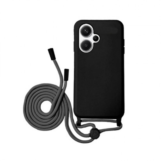 Funda De Silicona Xiaomi Redmi 13 Negro Con Cuerda