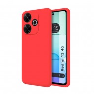 Funda De Gel De Silicona Xiaomi Redmi 13 Rojo Con Protector De Cámara