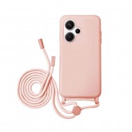 Capa Silicone Xiaomi Redmi 13 Rosa Clara Com Corda