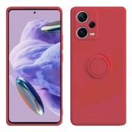 Xiaomi Redmi Note 12 Pro Plus Red With Camera Protector And Ring Holder Silicone Case