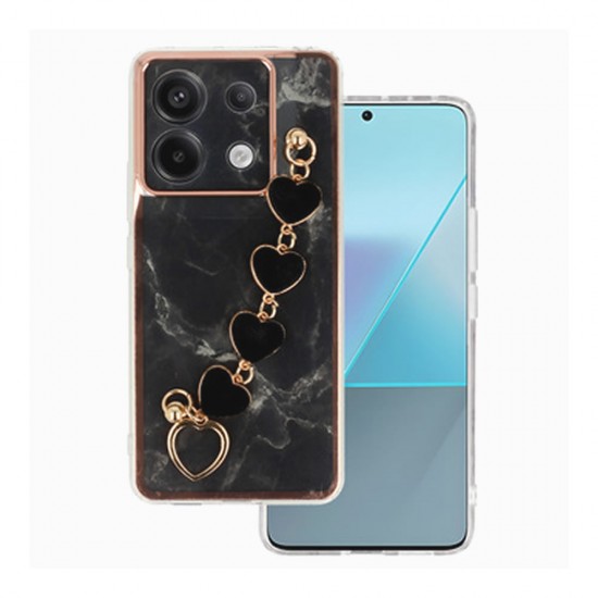 Xiaomi Redmi Note 13 Pro 5G Black Silicone TPU Case With Camera Protector And Chain Design 6