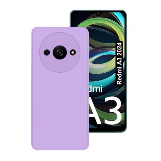 Capa Silicone Xiaomi Redmi A3 Lilás Com Protetor De Câmera