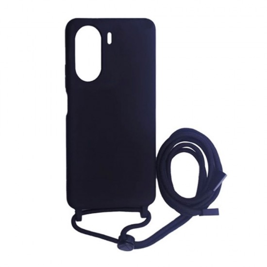 Xiaomi Redmi 13C Black Robust Silicone Case With String