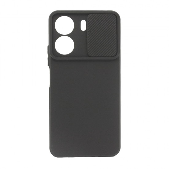 Capa Silicone Gel Xiaomi Redmi 13c 4g Preto Com Protetor De Câmera E Janela Deslizante