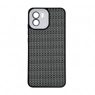 Funda De Gel De Silicona Xiaomi Redmi A1 Tejido Tweed Negra Con Protector De Cámara