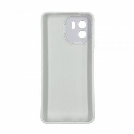 Capa Silicone Gel Xiaomi Redmi A1 Branco Tecido Tweed Com Protetor De Câmera