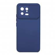 Xiaomi 13 Navy Blue With Camera Protector And Sliding Window Silicone Gel Case