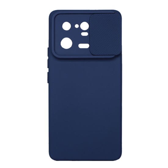 Xiaomi 13 Pro Navy Blue With Camera Protector And Sliding Window Silicone Gel Case