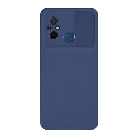 Capa Silicone Gel Xiaomi Redmi 12c Azul Marinho Com Protetor De Câmera E Janela Deslizante