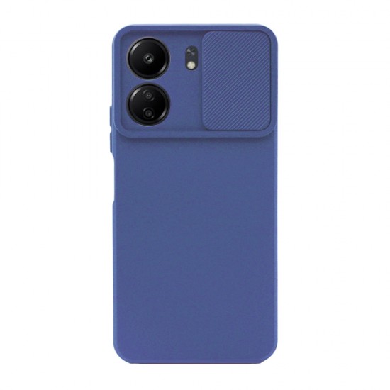 Funda De Gel De Silicona Xiaomi Redmi 13C 4G Azul Con Protector De Cámara Y Ventana Deslizante