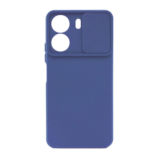 Funda De Gel De Silicona Xiaomi Redmi 13C 4G Azul Con Protector De Cámara Y Ventana Deslizante