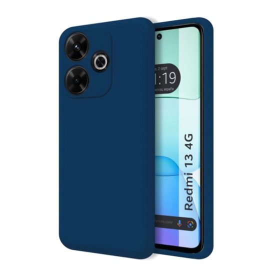 Capa Silicone Gel Xiaomi Redmi 13 Azul Escuro Com Protetor De Câmera