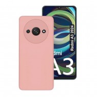 Capa Silicone Xiaomi Redmi A3 Rosa Com Protetor De Câmera