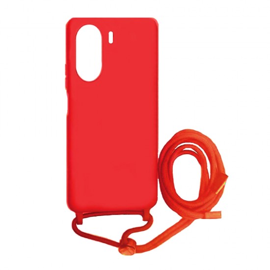 Xiaomi Redmi 13C Red Robust Silicone Case With String